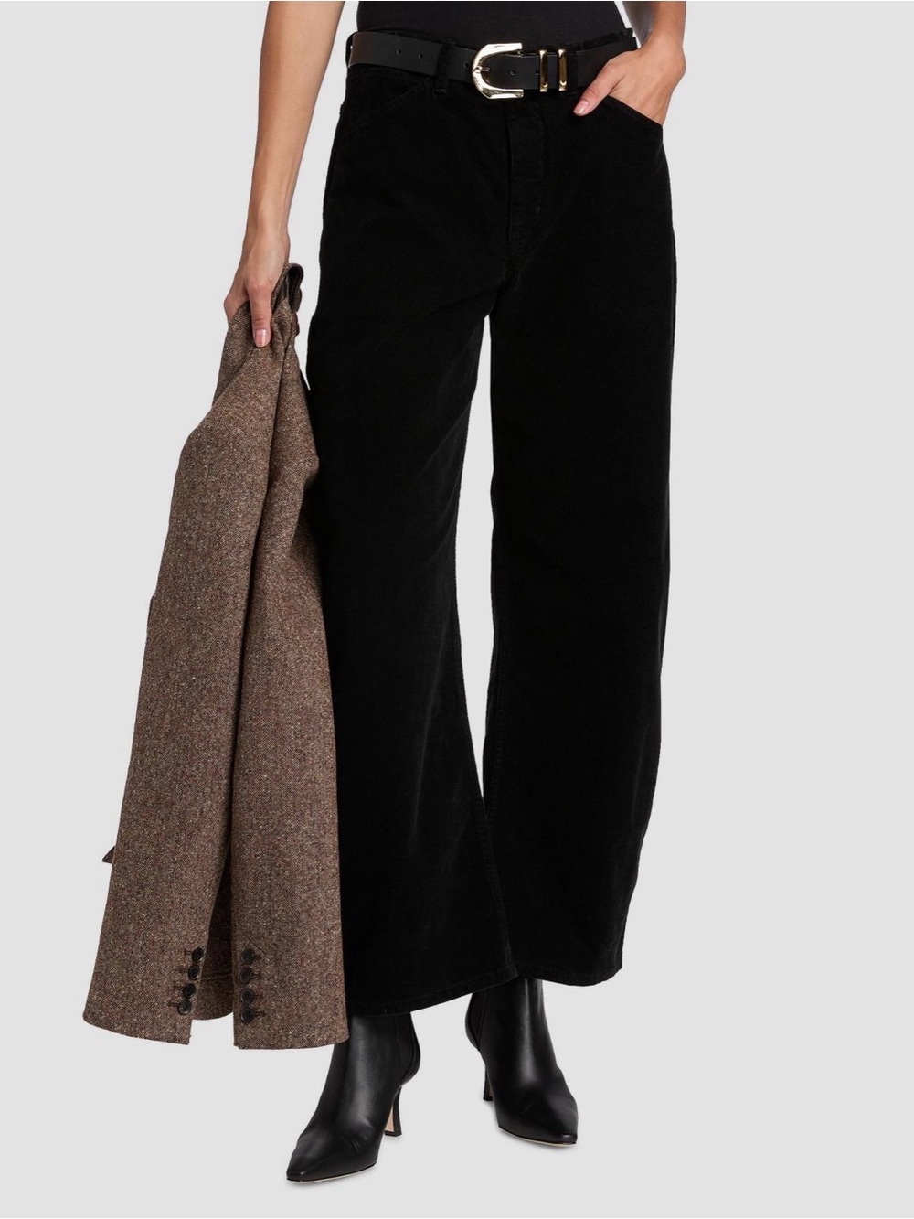 NEW NILI LOTAN Tribeca Corduroy Pant in Jet Black, Size 2
